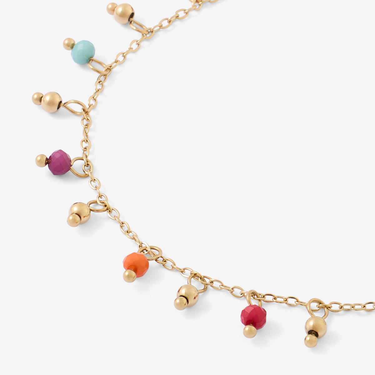 Chaine de cheville perles à facettes multicolores