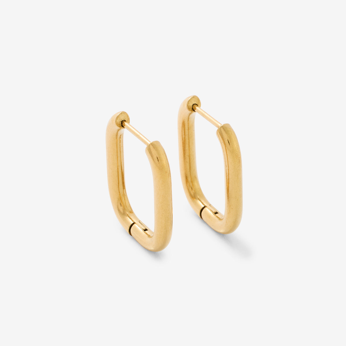 Créoles rectangulaires dorées en acier inoxydable