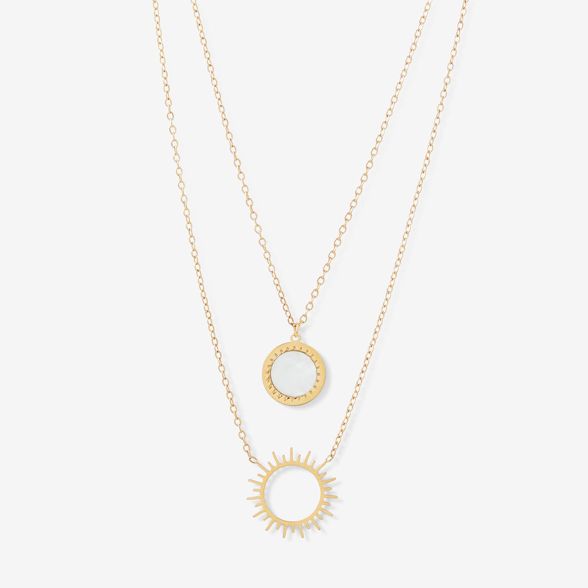 Collier 2 rangs soleil et nacre acier inoxydable