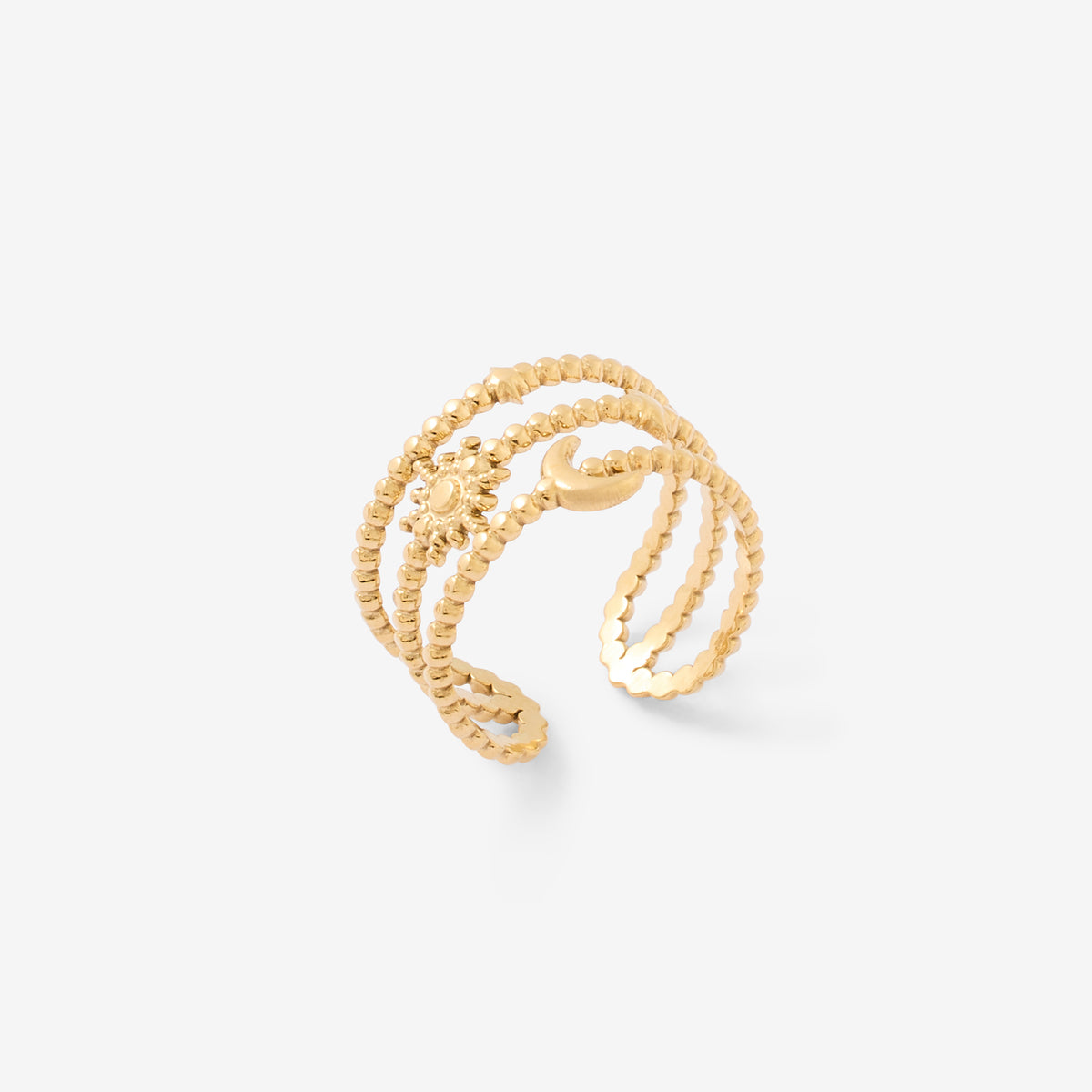 Bague multi rangs dorée en acier inoxydable