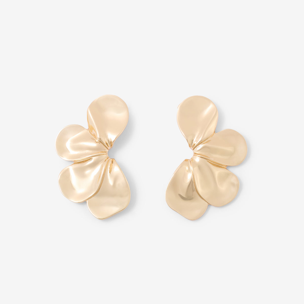 Boucles d'oreilles demi fleurs dorées