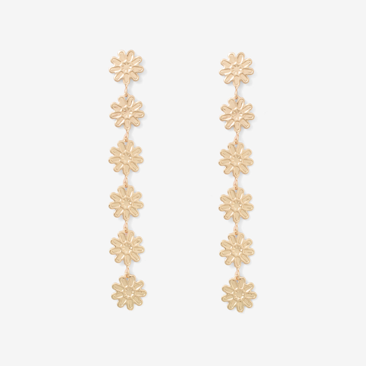 Longues boucles d'oreilles fleurs dorées