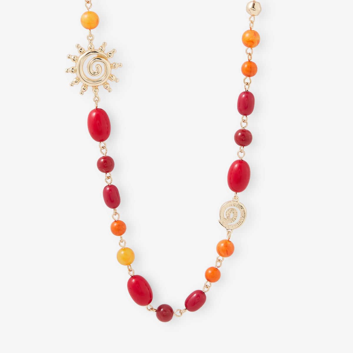 Sautoir perles multicolore et soleil