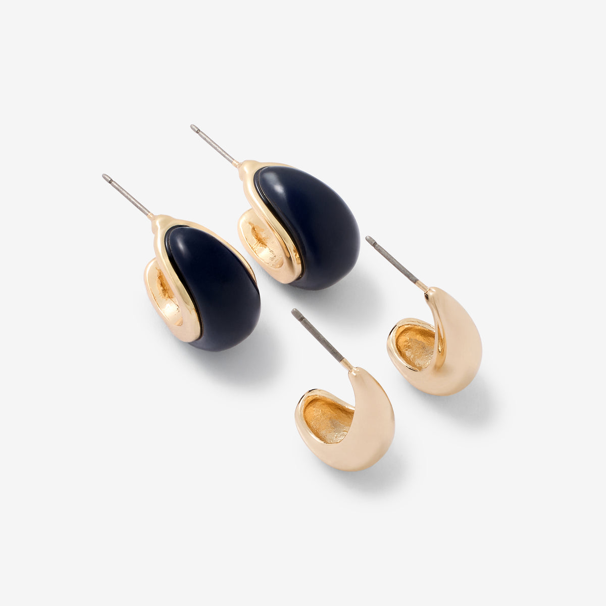 Set de 2 boucles d'oreilles gouttes en métal et résine