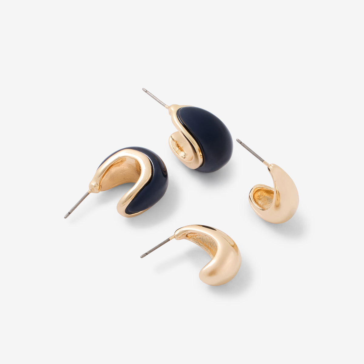 Set de 2 boucles d'oreilles gouttes en métal et résine