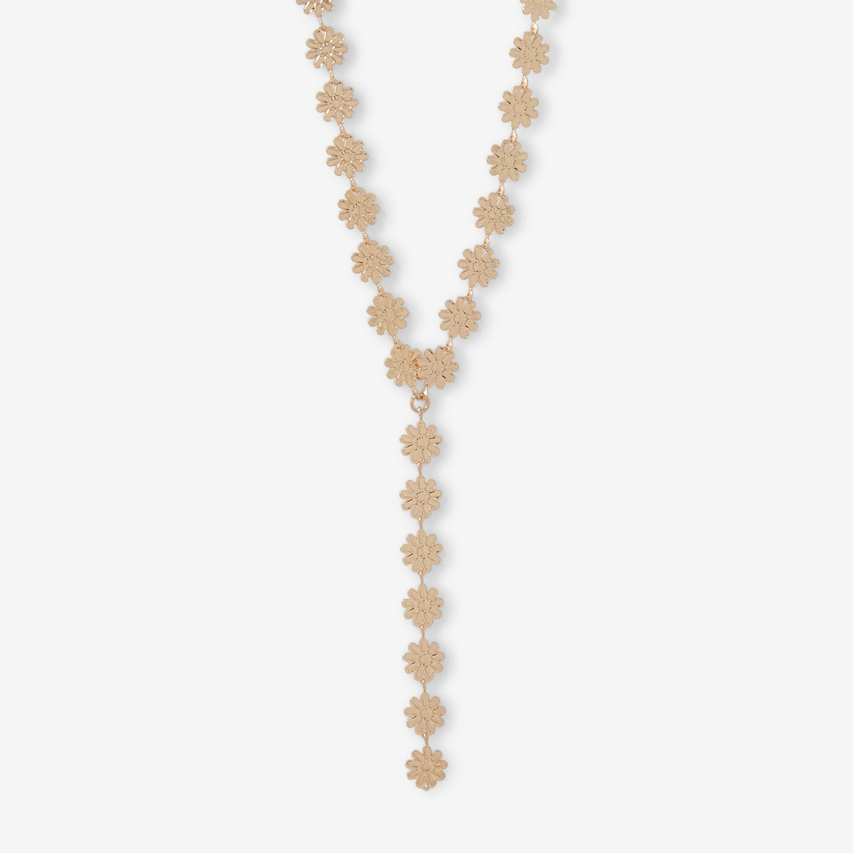 Long collier en Y à fleur dorées