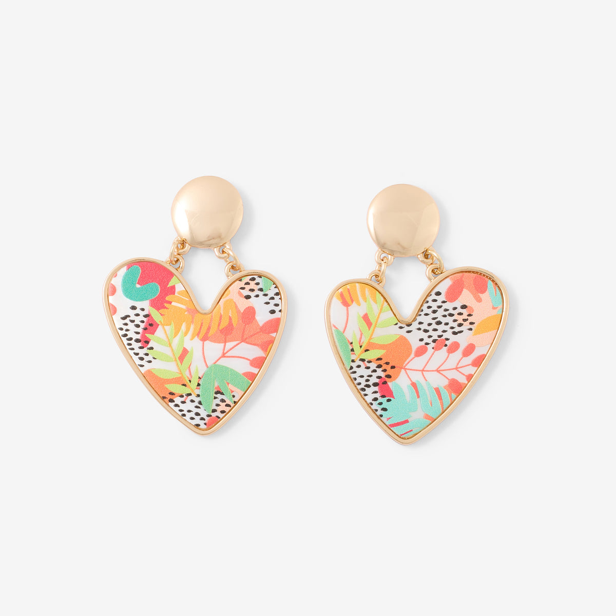 Boucles d’oreilles cœurs nacrés Balagane imprimé feuille