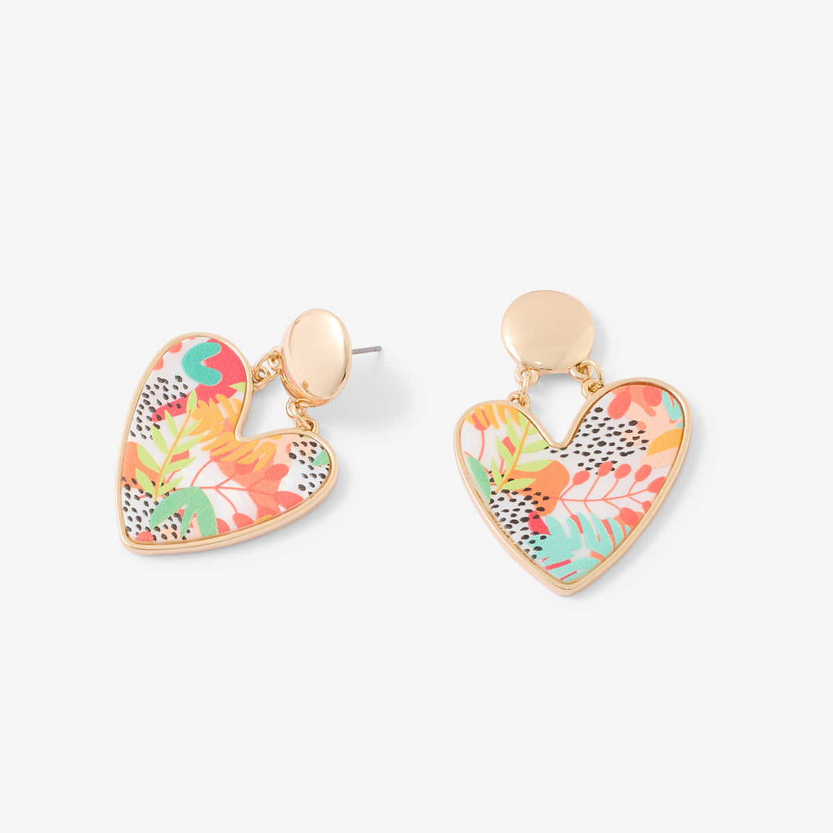 Boucles d’oreilles cœurs nacrés Balagane imprimé feuille