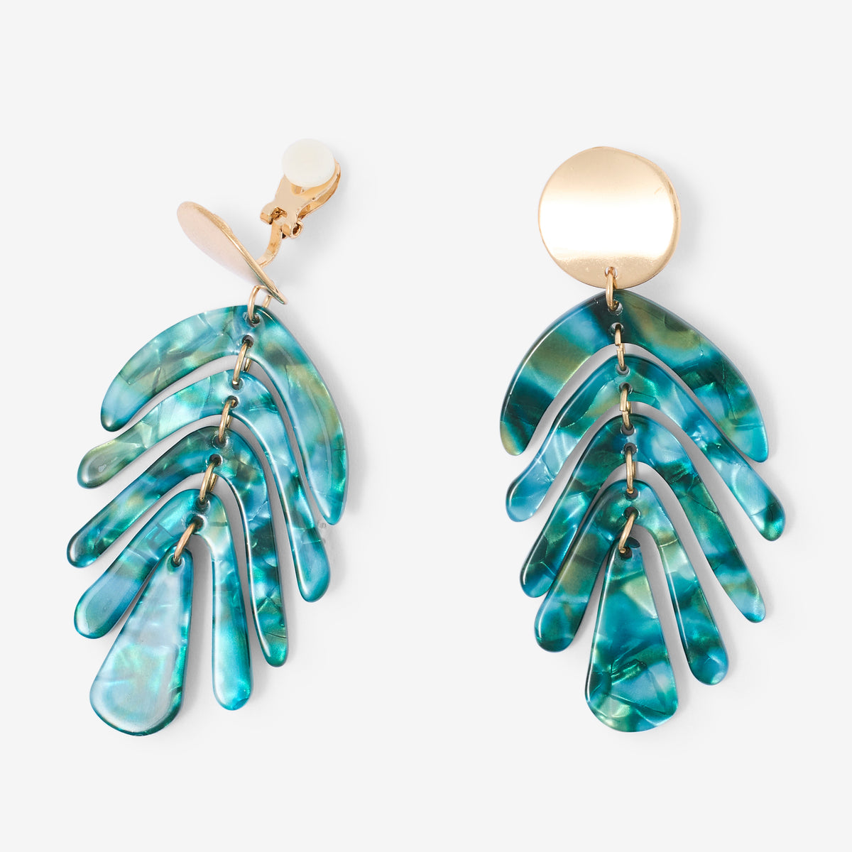 Boucles d'oreilles clips - feuilles vertes