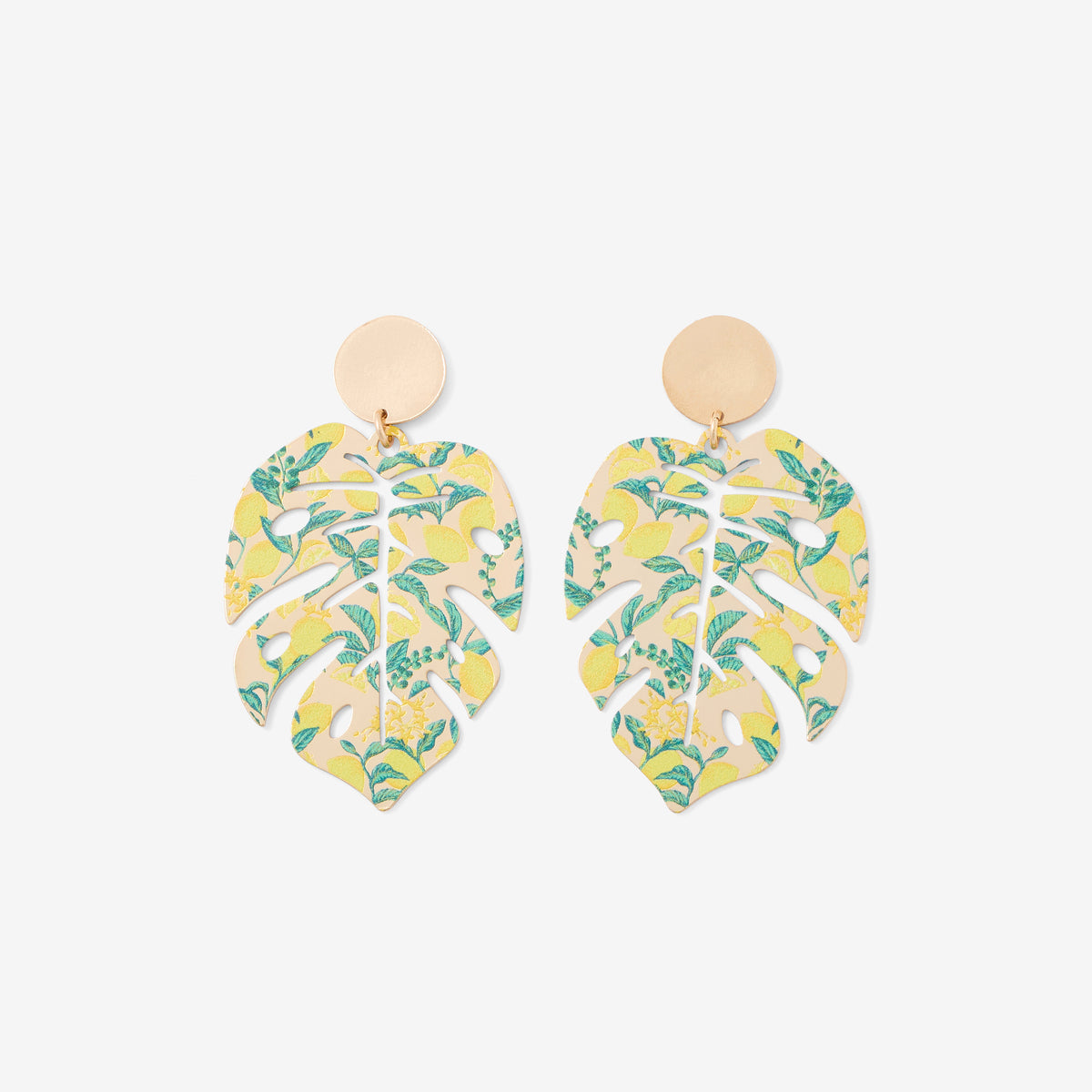 Boucles d'oreilles feuilles Balagane imprimé citrons