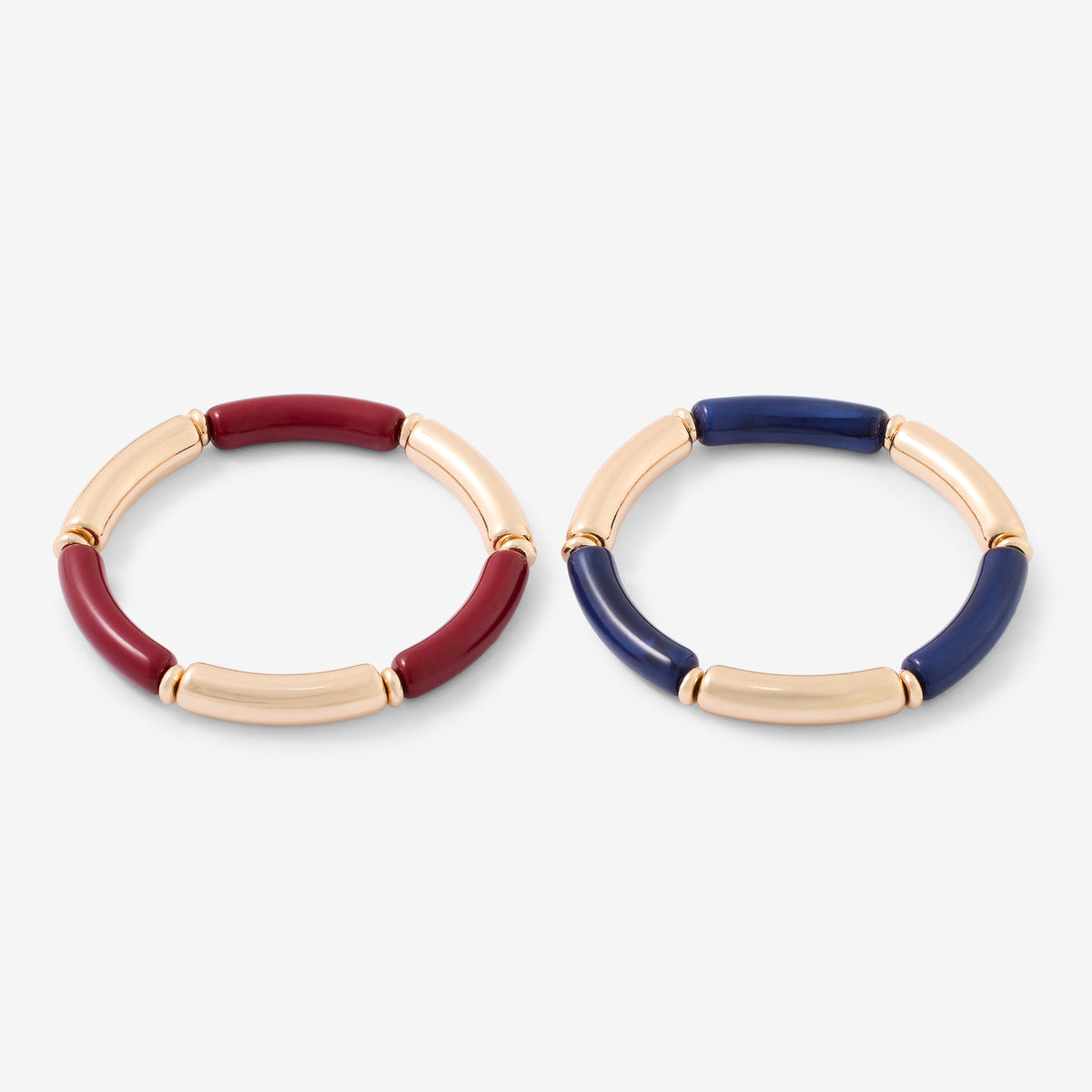 Set de 2 bracelets tubes bordeaux et dorés