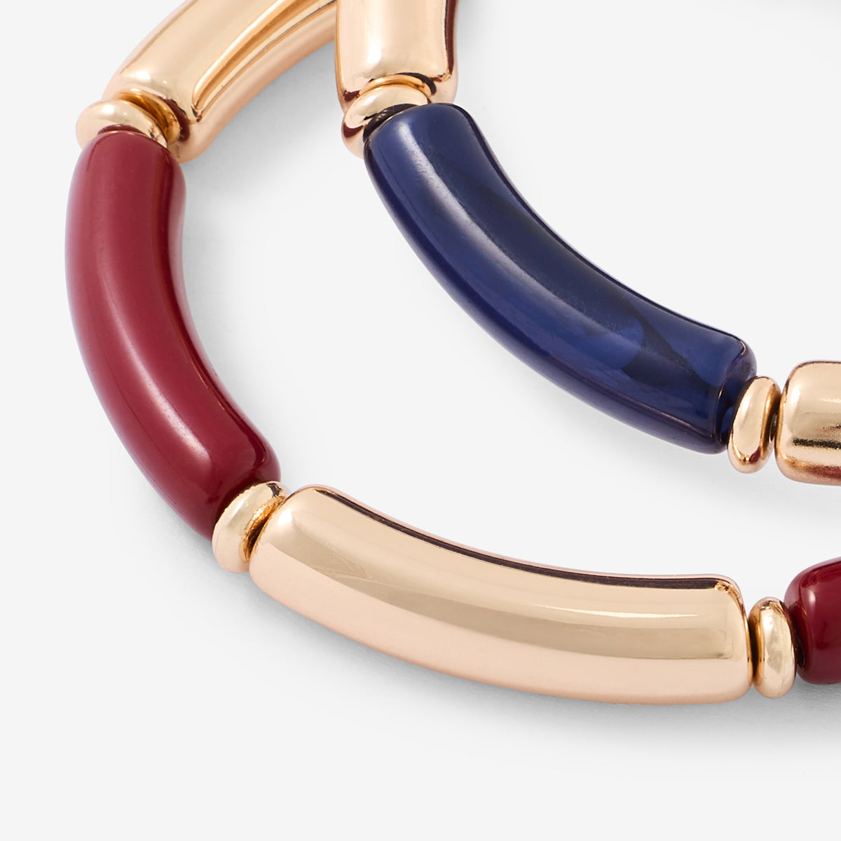 Set de 2 bracelets tubes bordeaux et dorés
