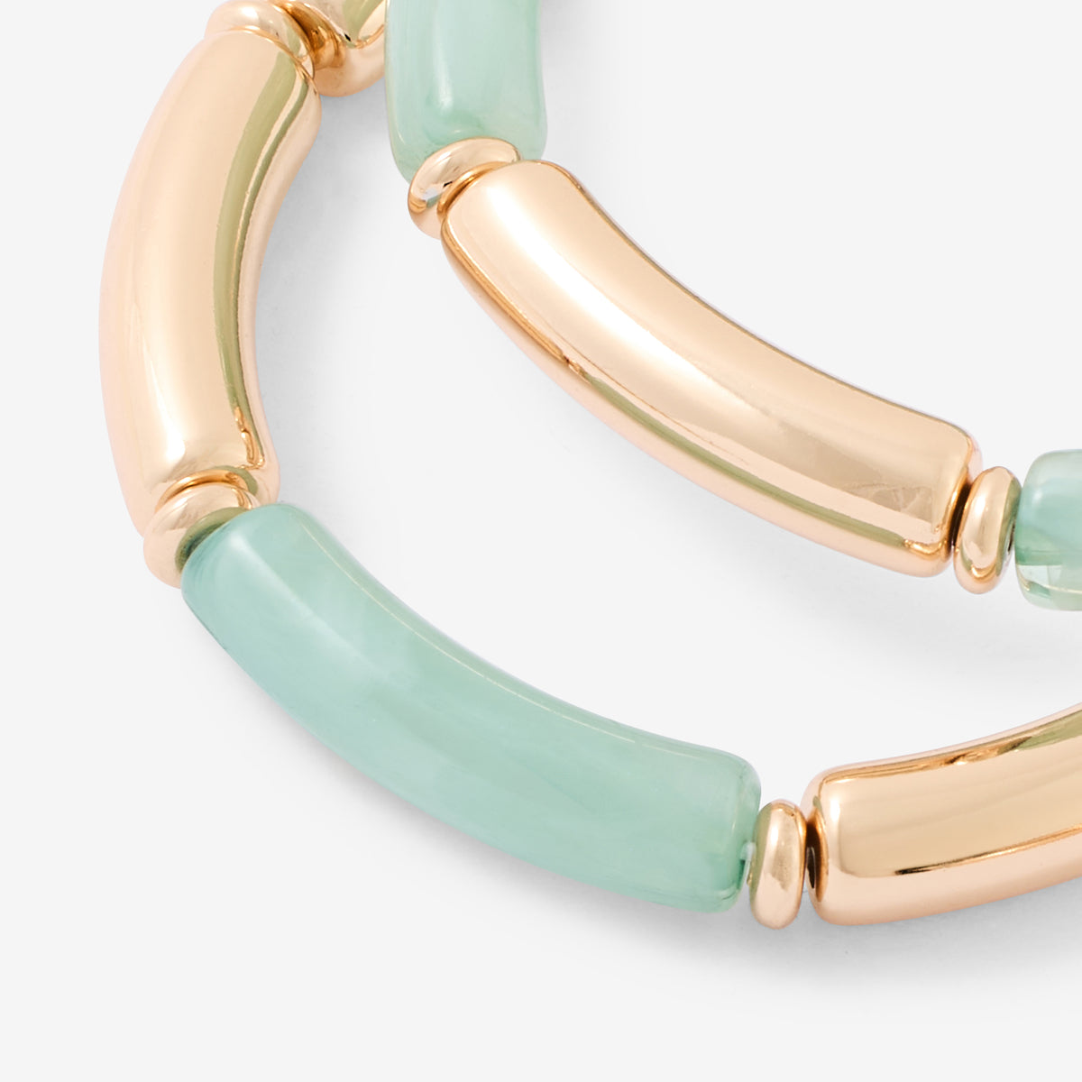 Set de 2 bracelets tubes vert et dorés