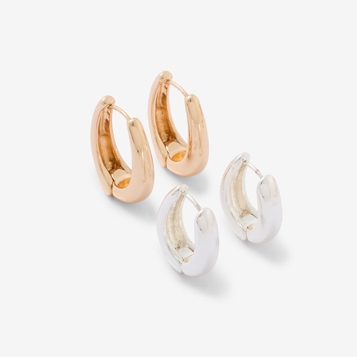 Set de 2 petites créoles dorées et argentées