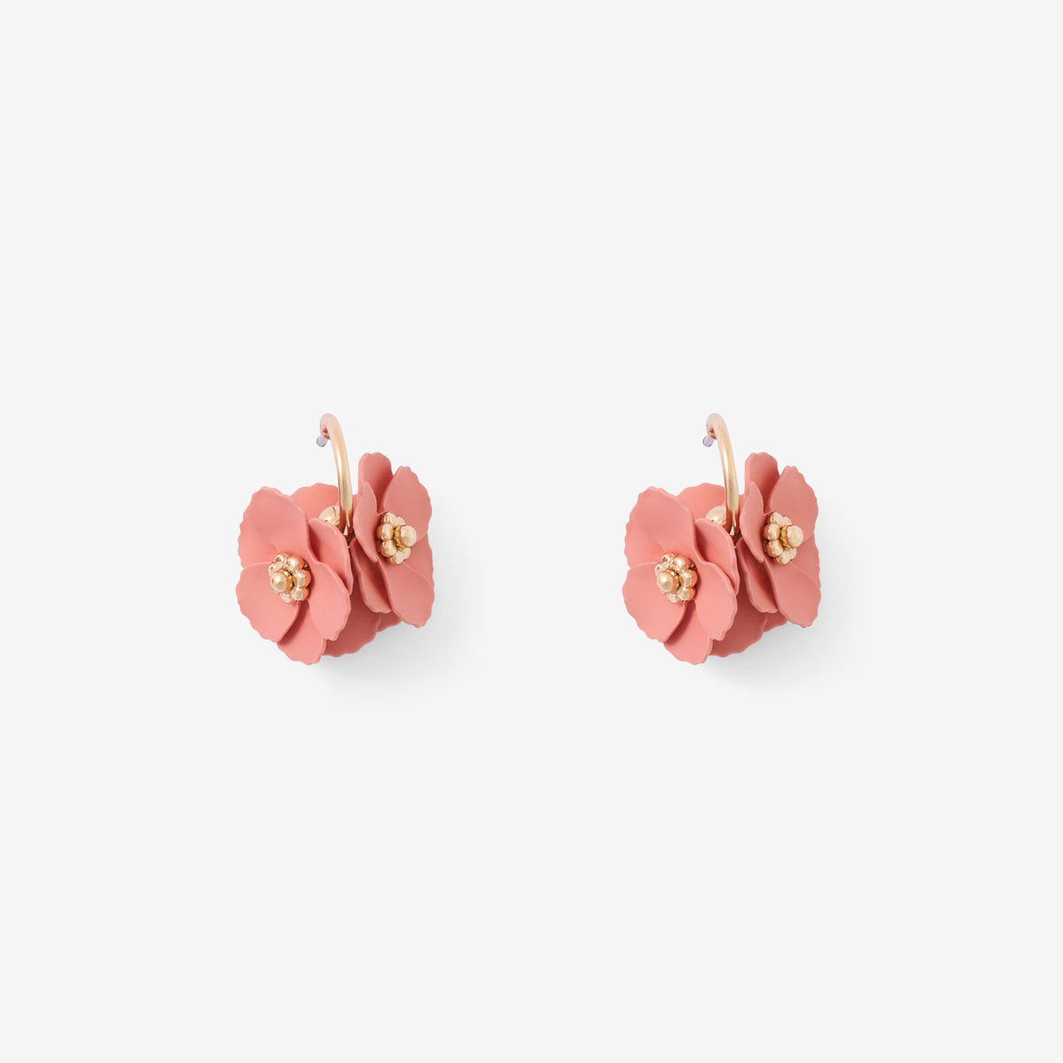 Créoles fleurs en coating rose