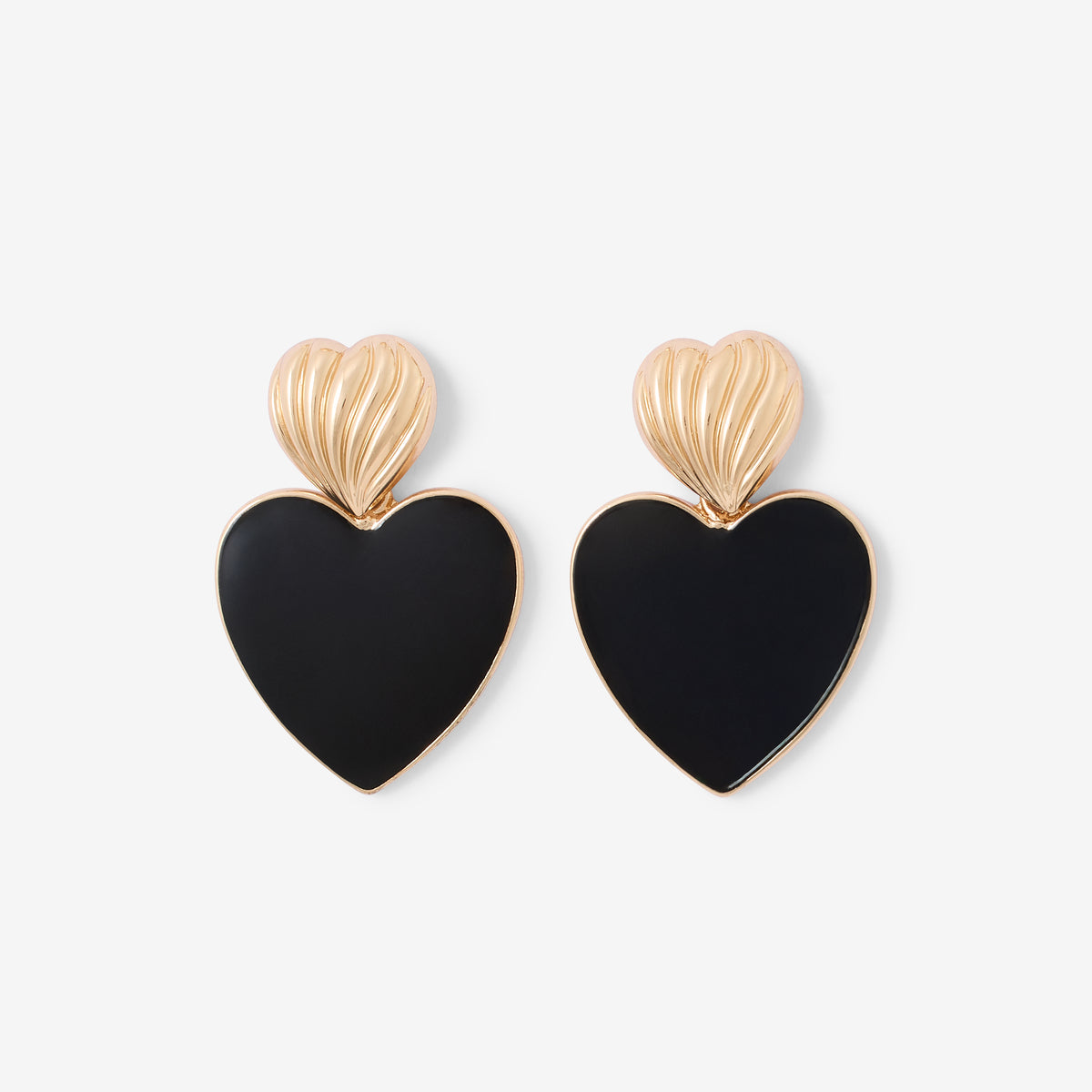 Boucles d’oreilles cœurs noir et doré