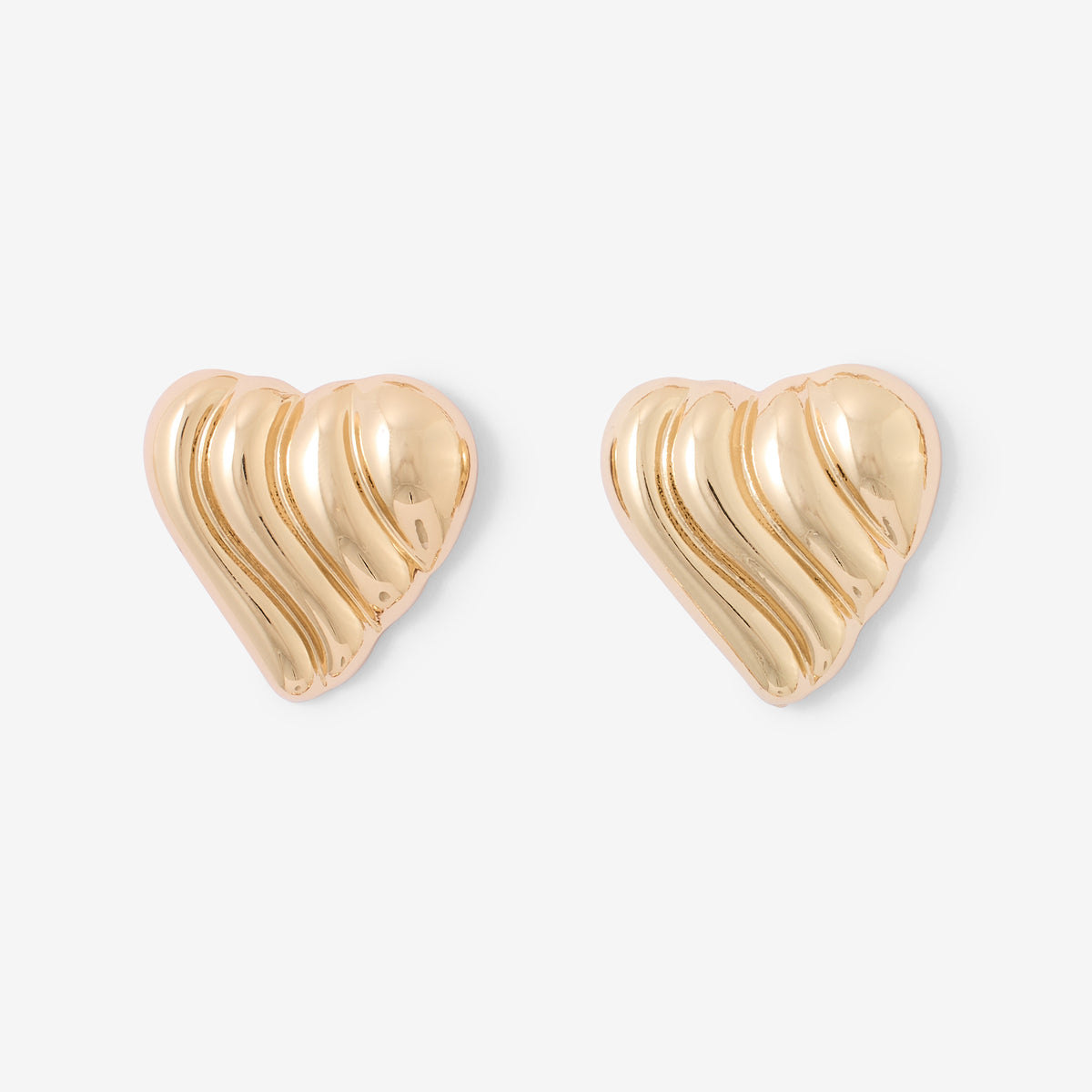 Boucles d'oreilles cœurs godronnés dorés