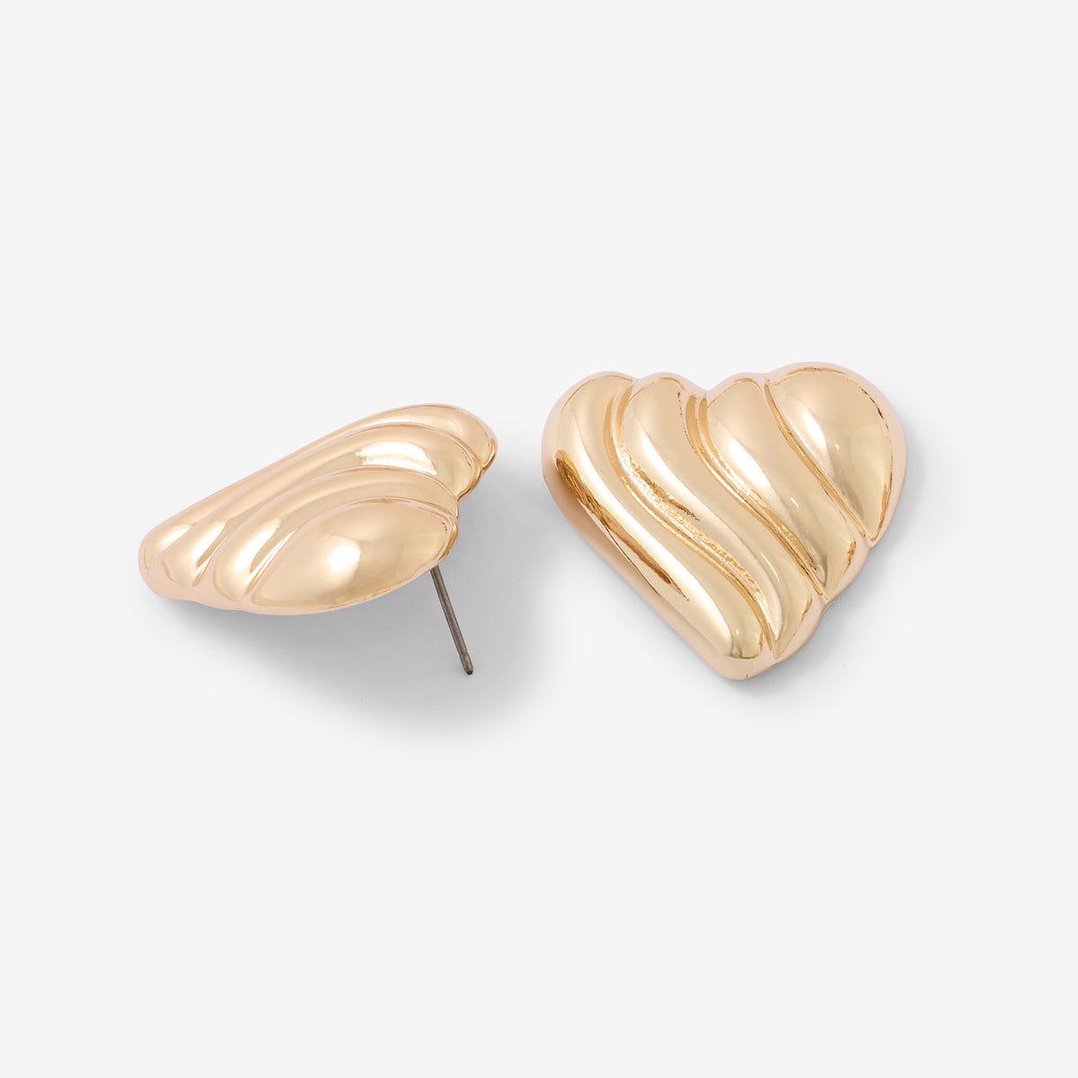 Boucles d'oreilles cœurs godronnés dorés