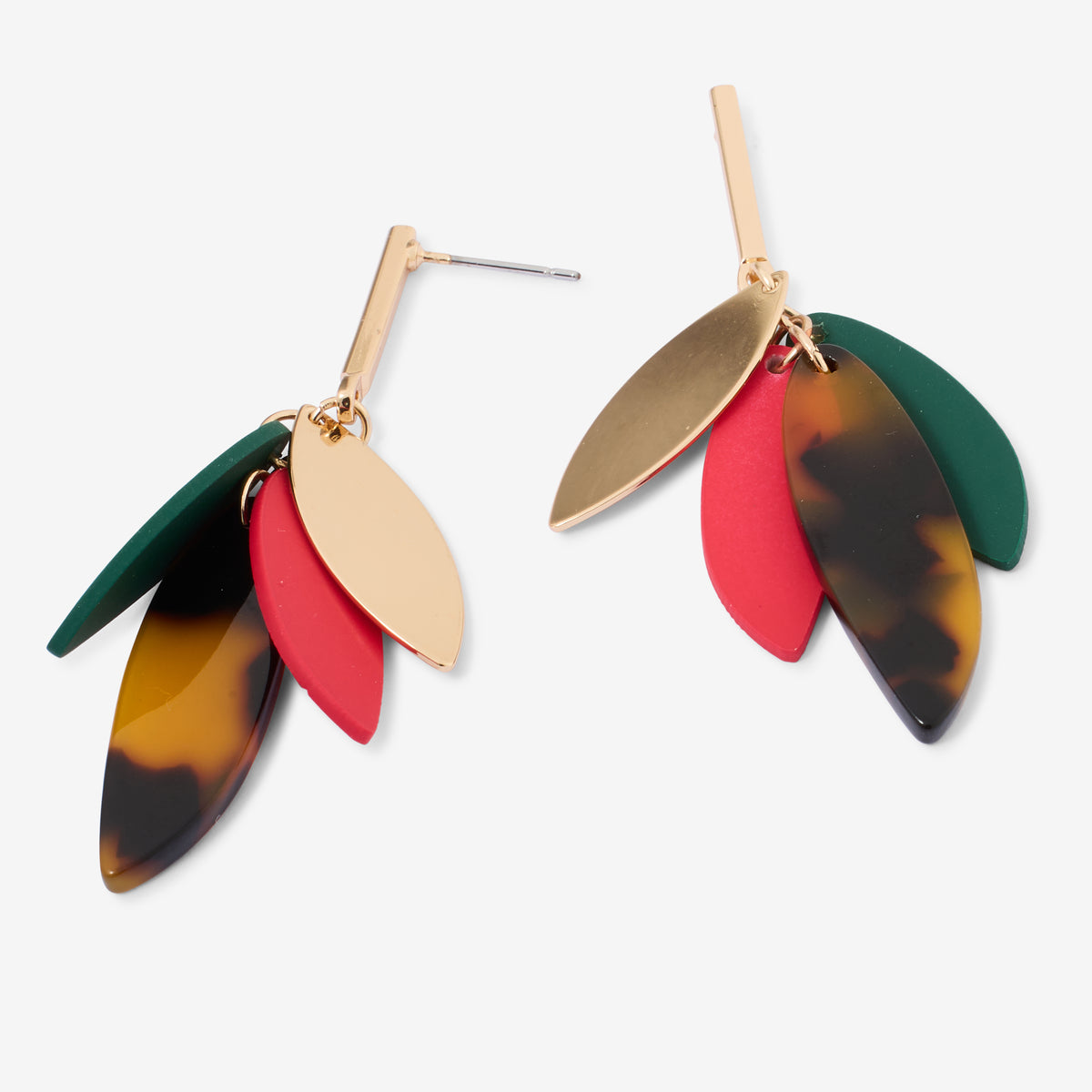 Boucles d'oreilles pendantes avec pétales multicolores