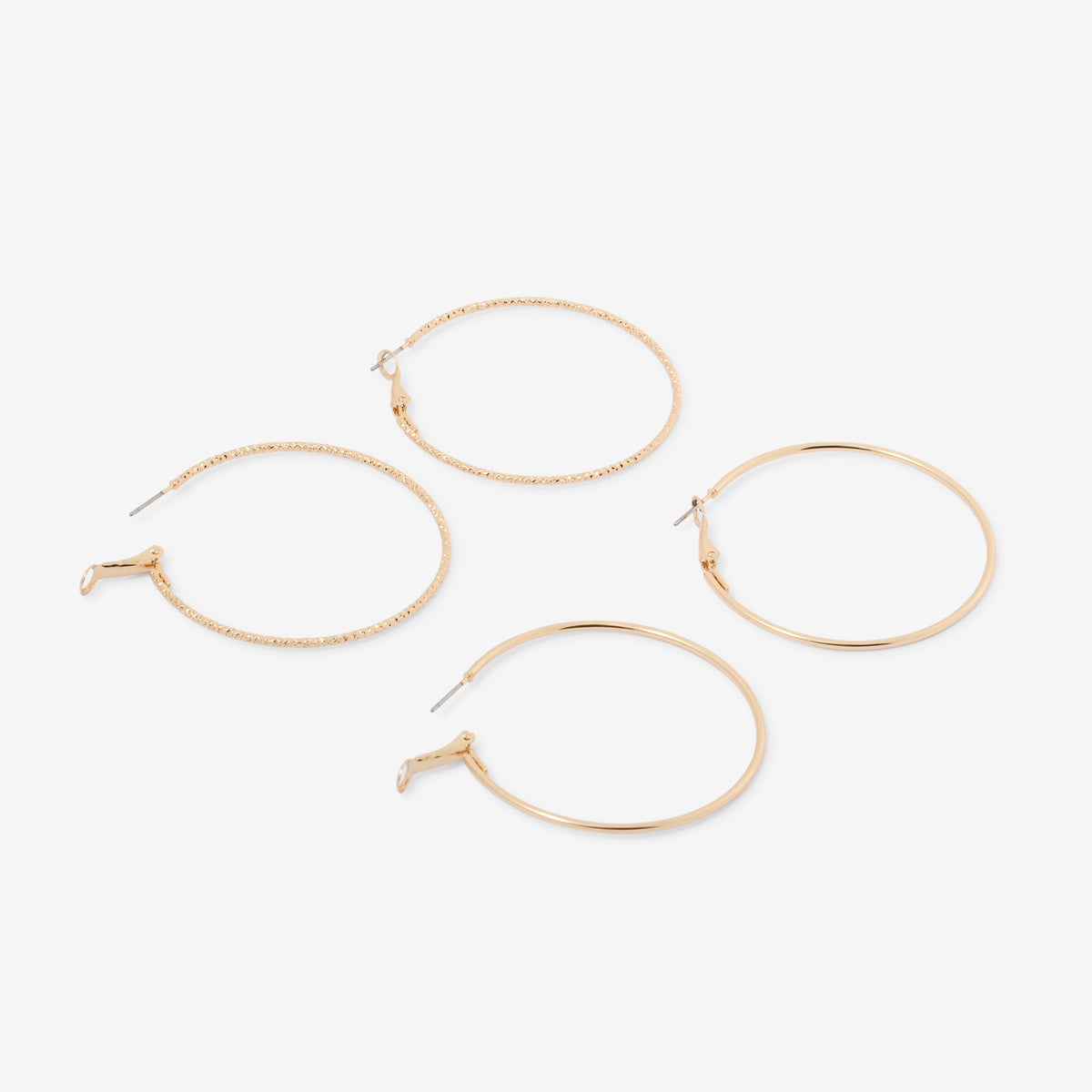 2 paires de créoles ciselées et lisses dorées