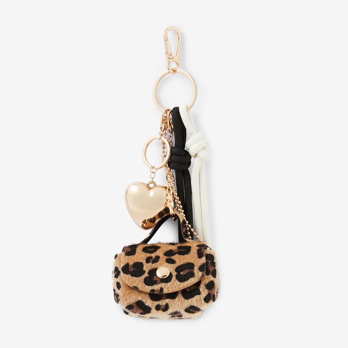 Porte-clés cœur et sac léopard