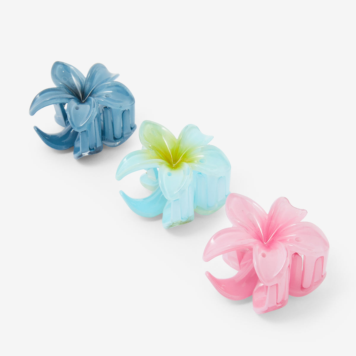 Set de 3 pinces fleurs tropicales multicolores