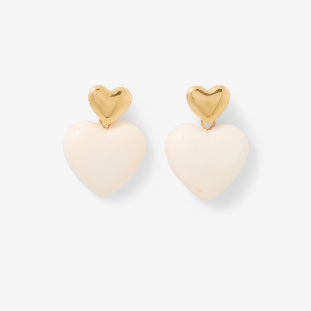 Boucles d'oreilles double cœur en acier et résine