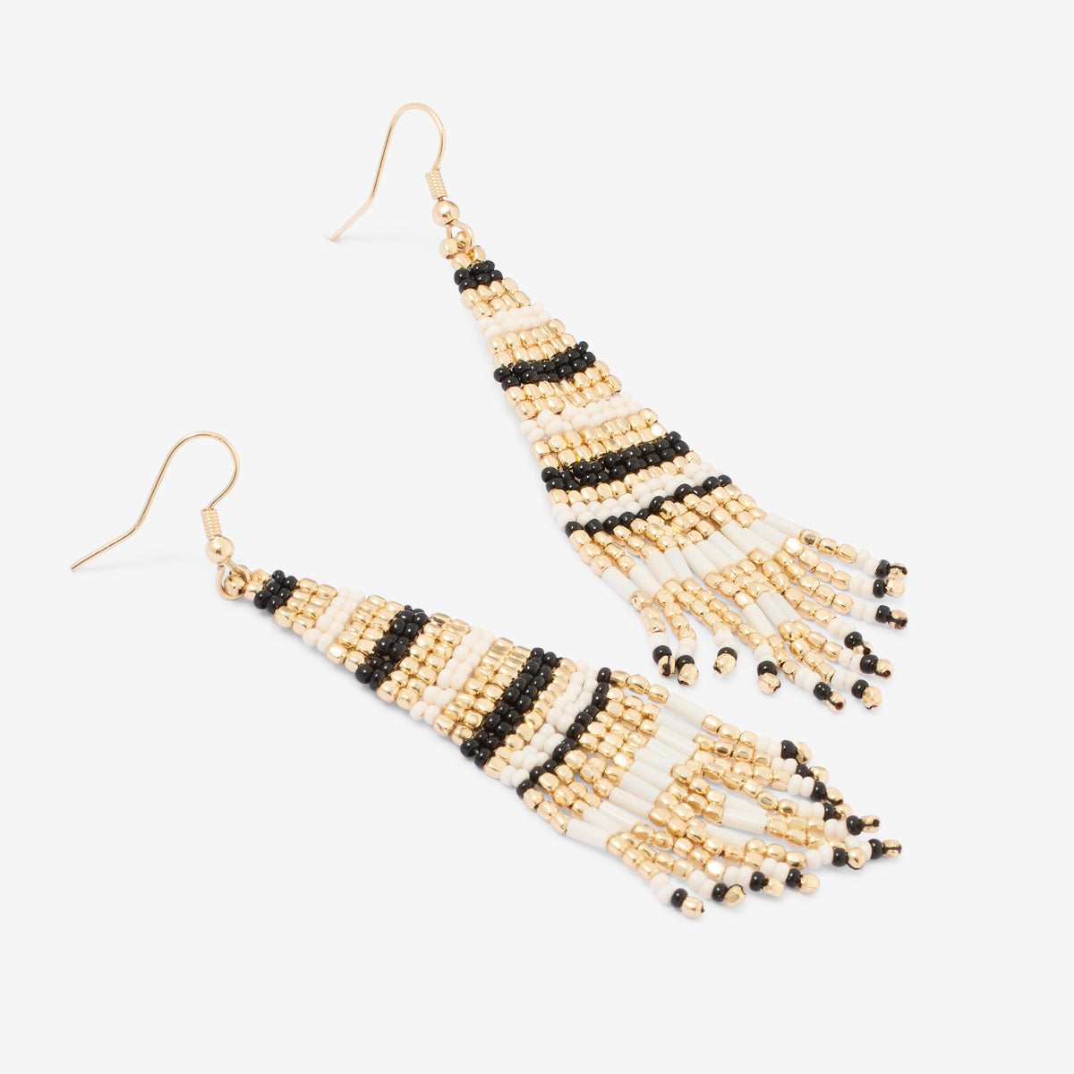 Boucles d'oreilles pendantes perles de rocaille - rouge et bleu