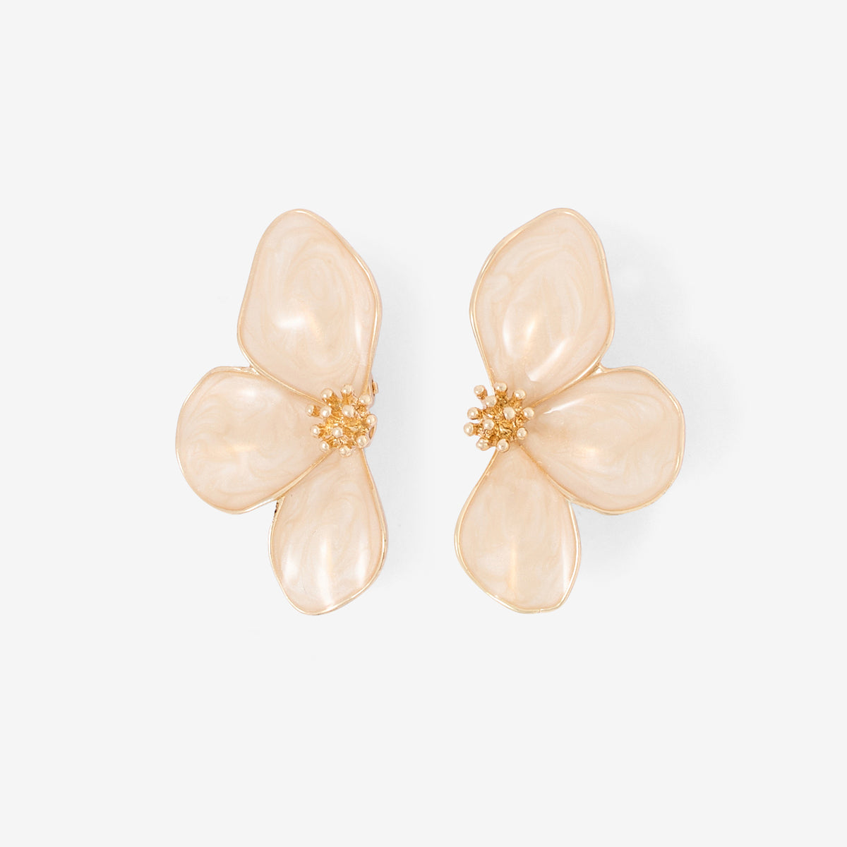 Boucles d'oreilles clips - demi fleurs ivoire