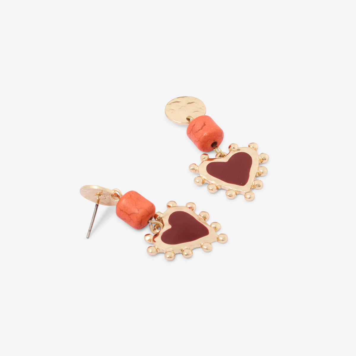 Boucles d'oreilles pendantes cœur rouge
