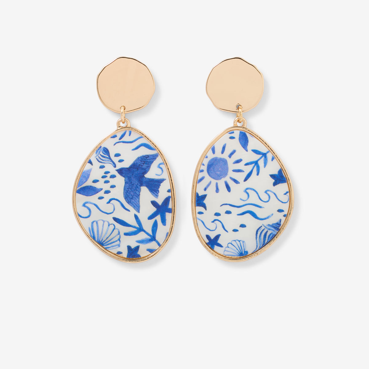 Boucles d'oreilles nacrées Balagane imprimées oiseaux