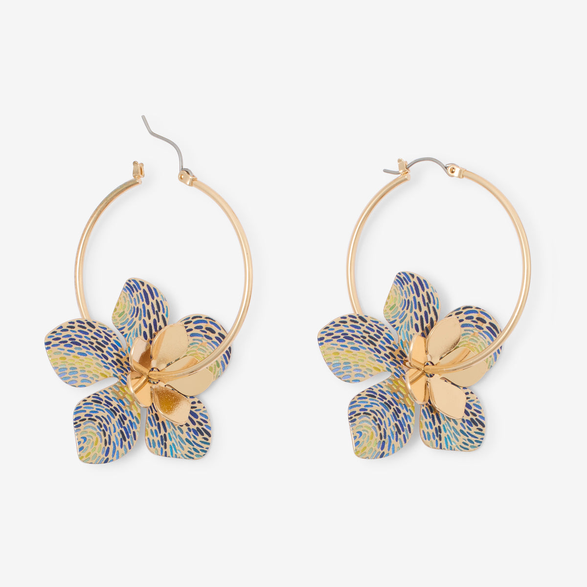 Créoles fleurs Balagane imprimé pointillisme