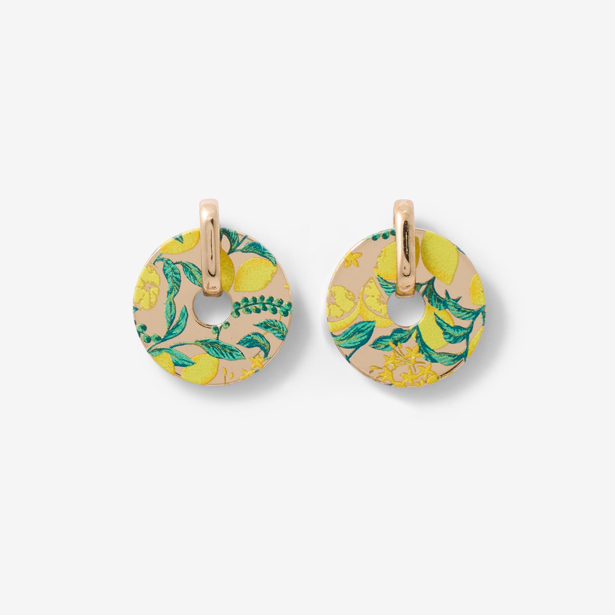 Boucles d'oreilles rondes Balagane imprimé citron