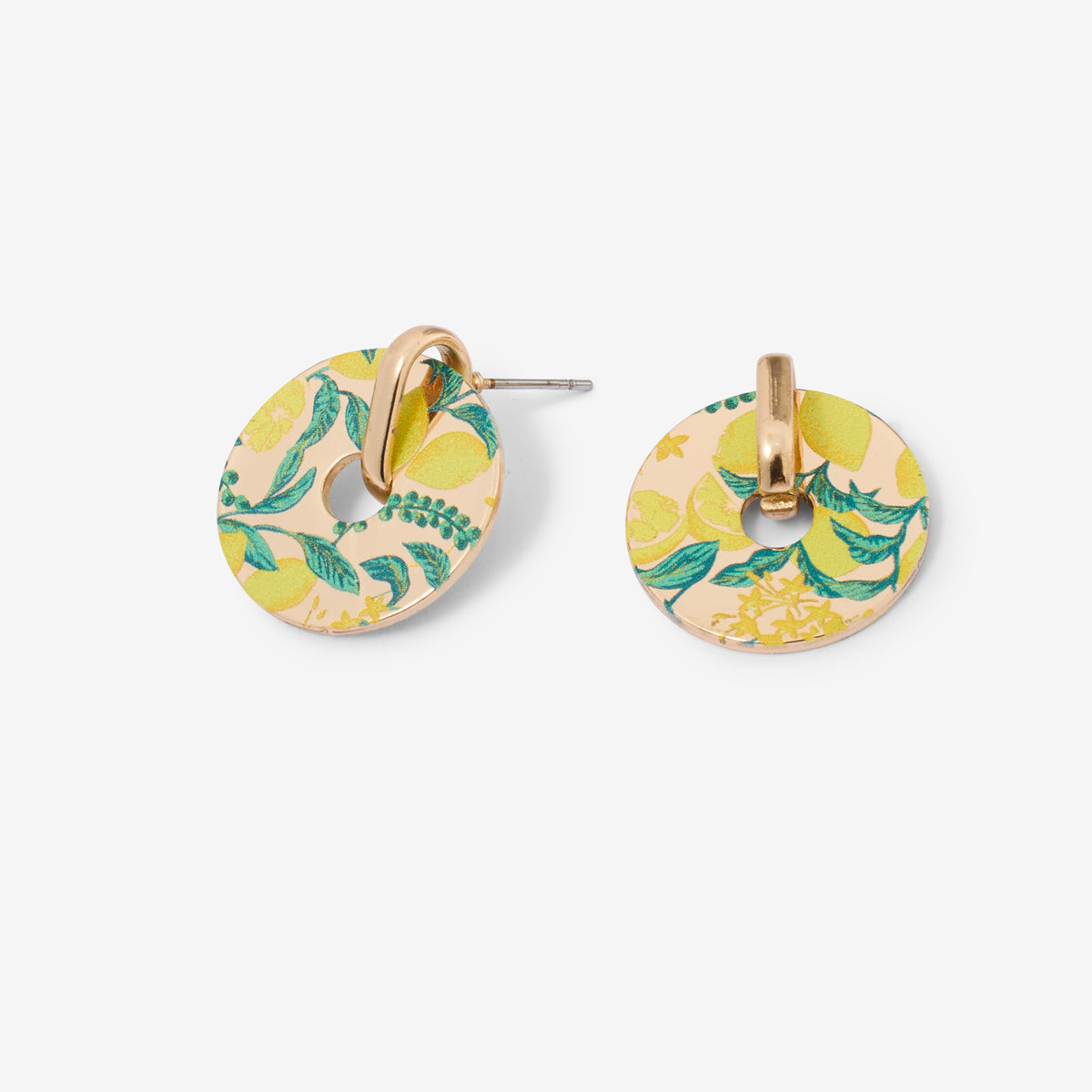 Boucles d'oreilles rondes Balagane imprimé citron
