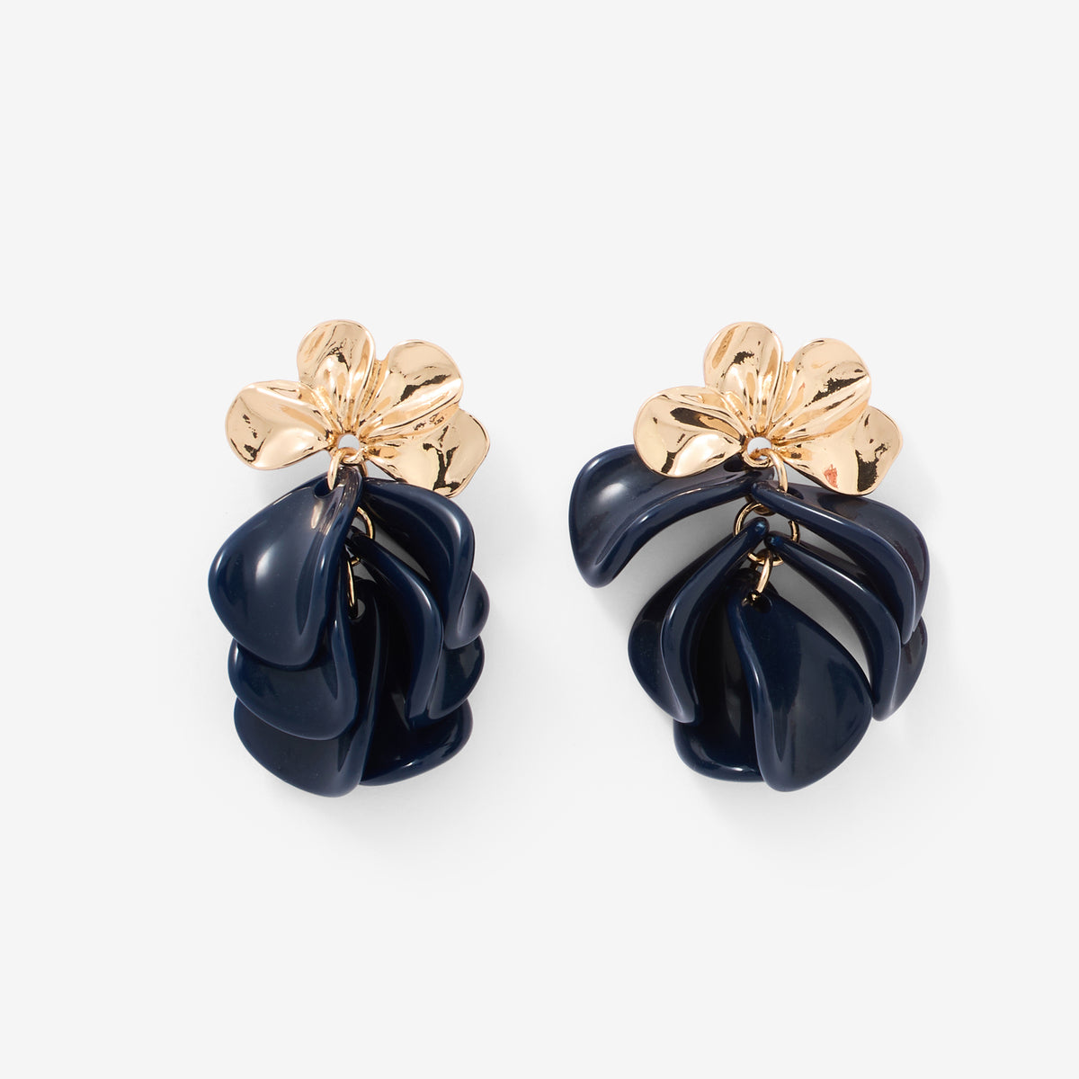 Boucles d'oreilles fleur en métal et résine