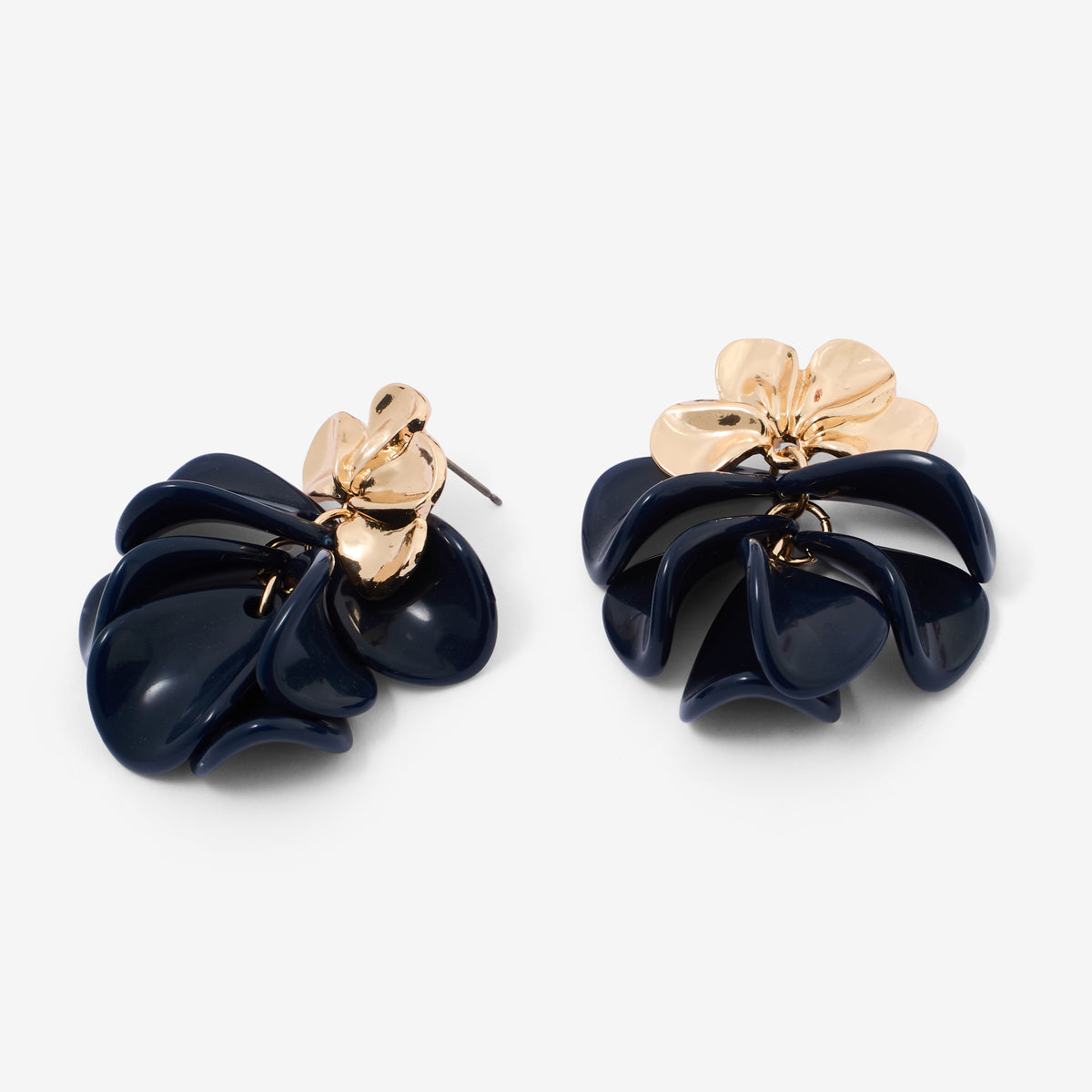 Boucles d'oreilles fleur en métal et résine
