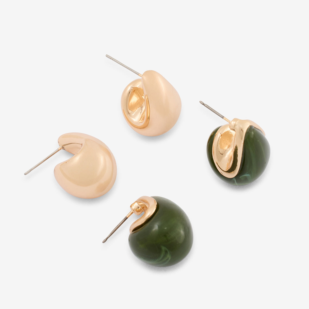 Set de 2 boucles d'oreilles gouttes en résine et métal