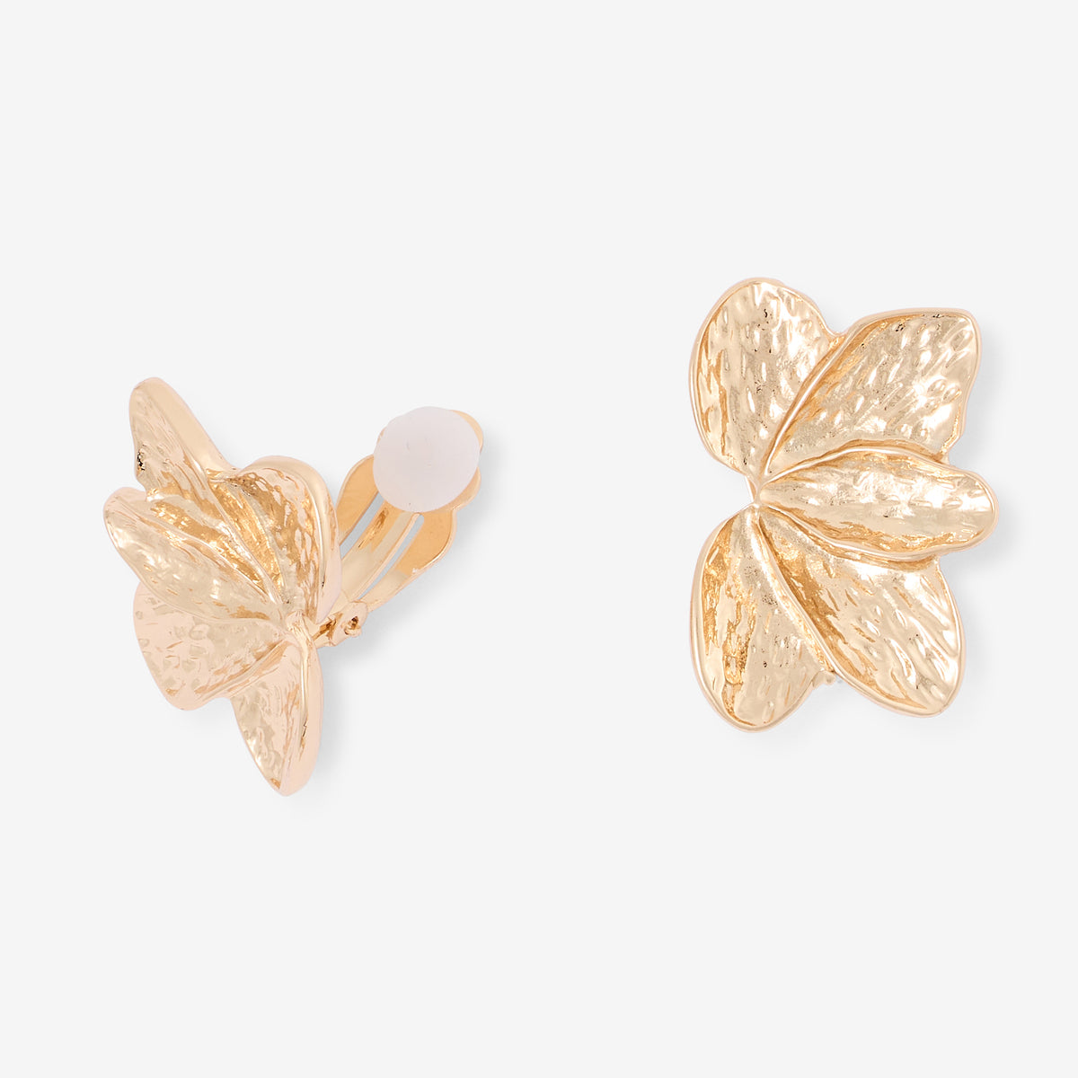 Boucles d'oreilles clips - feuilles dorées