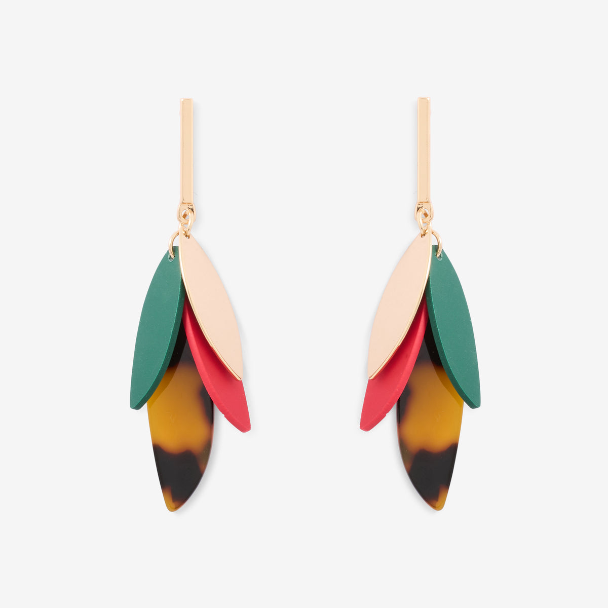 Boucles d'oreilles pendantes avec pétales multicolores