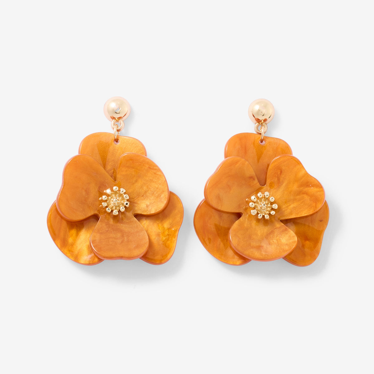 Boucles d'oreilles fleurs oranges