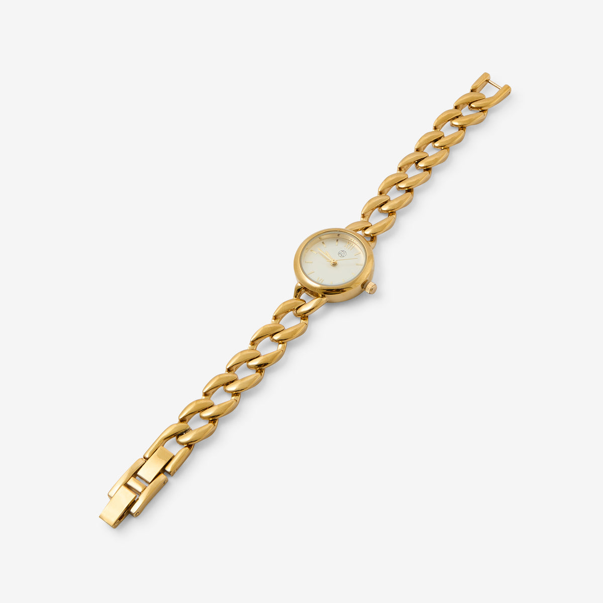 Montre cadran rond bracelet à maillons dorés