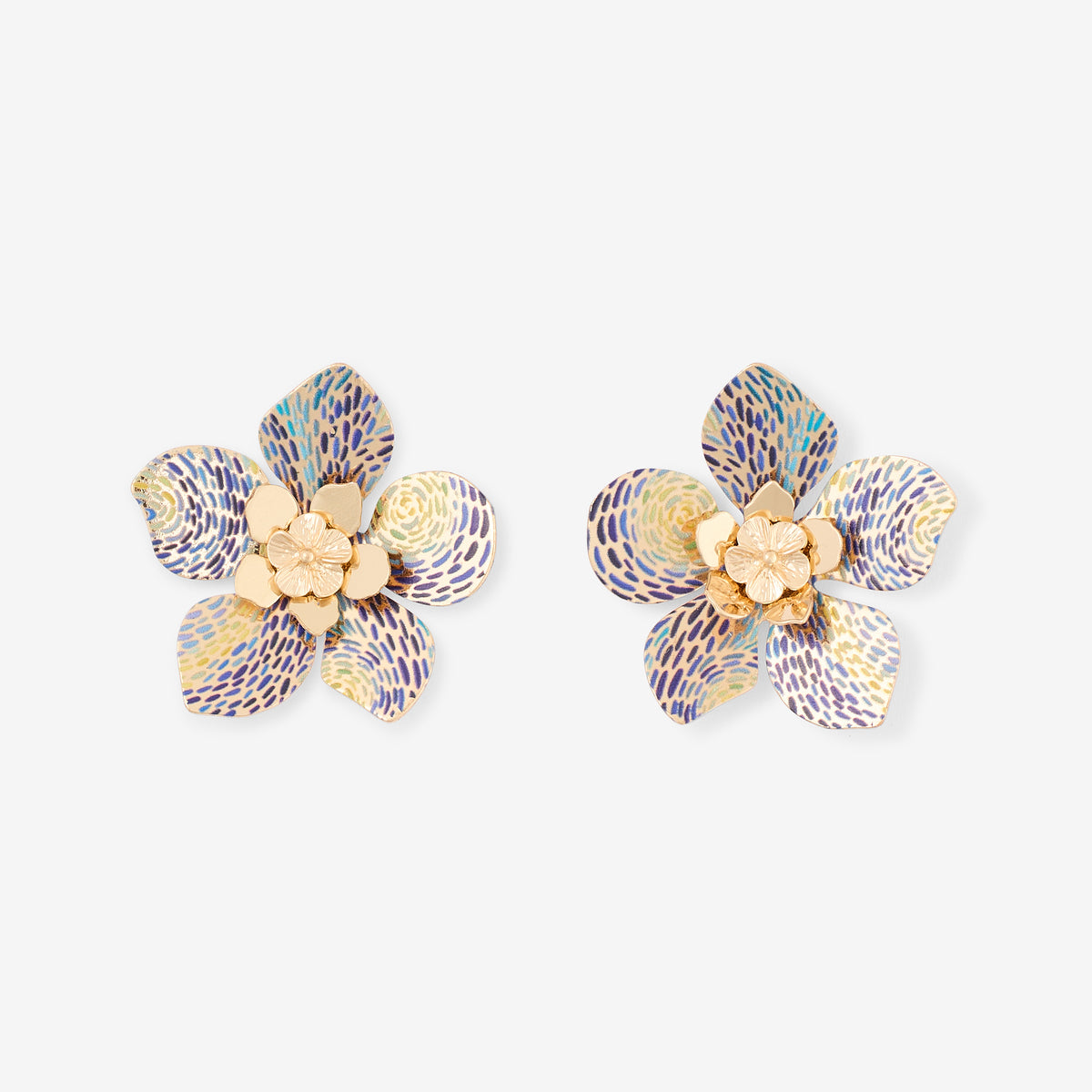 Boucles d'oreilles fleurs Balagane imprimé pointillisme
