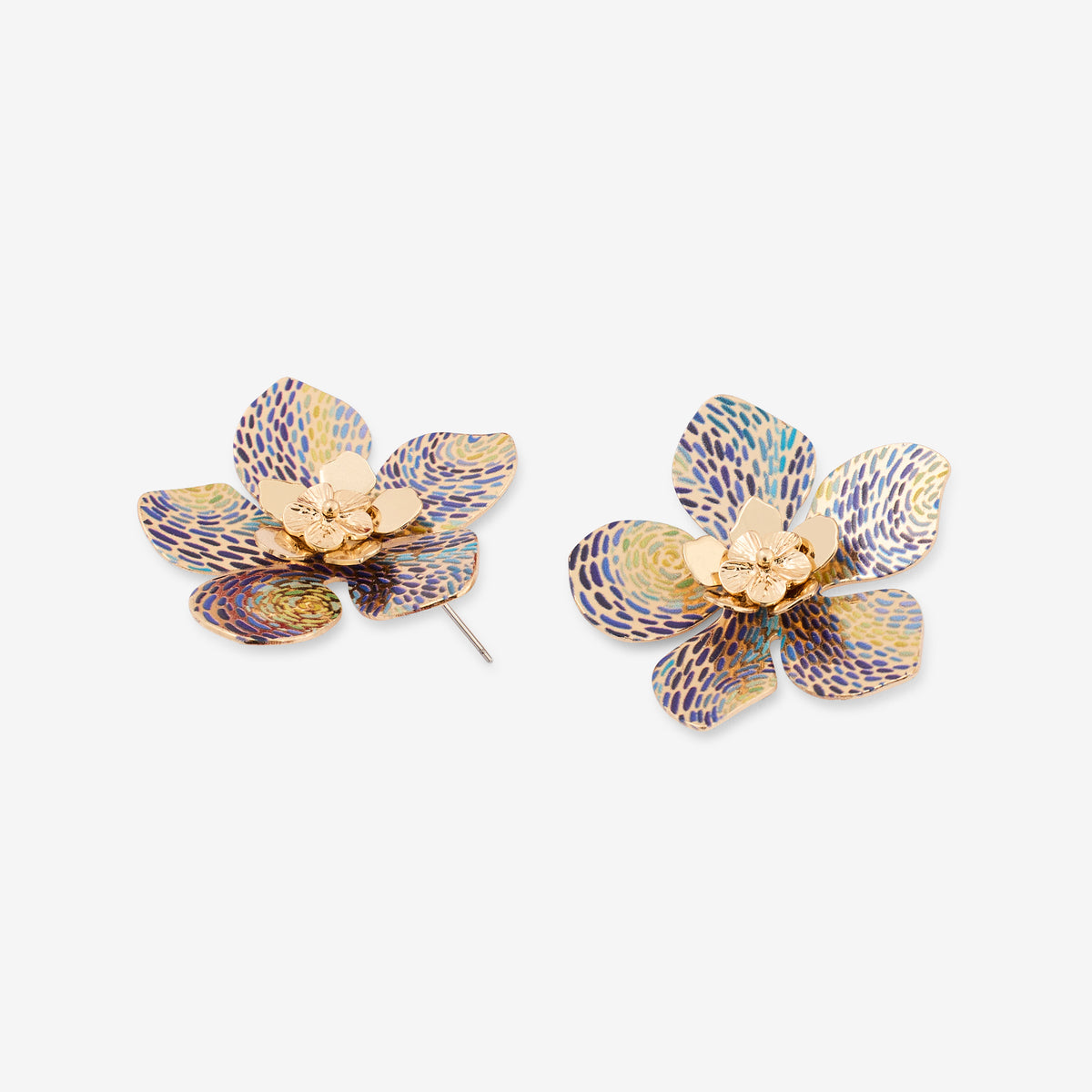 Boucles d'oreilles fleurs Balagane imprimé pointillisme