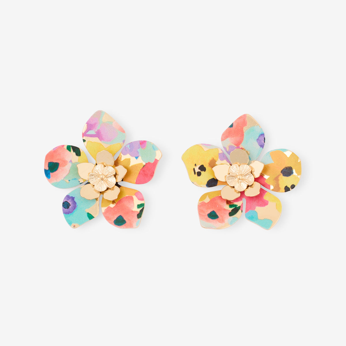 Boucles d'oreilles fleurs Balagane imprimé fleurs