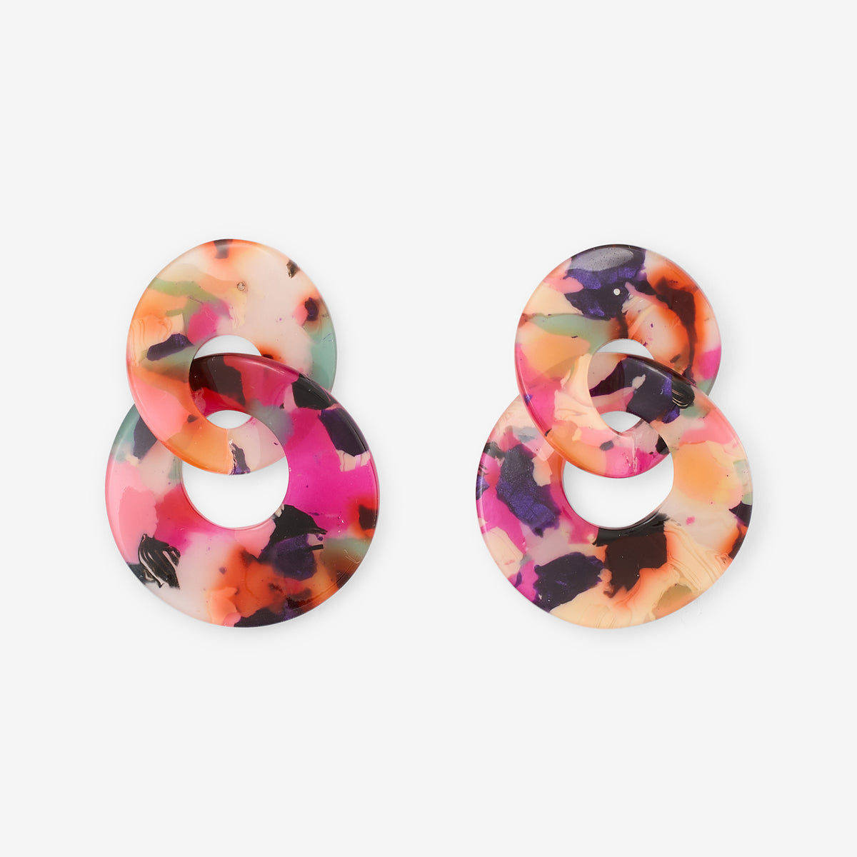 Boucles d'oreilles doubles cercles en résine