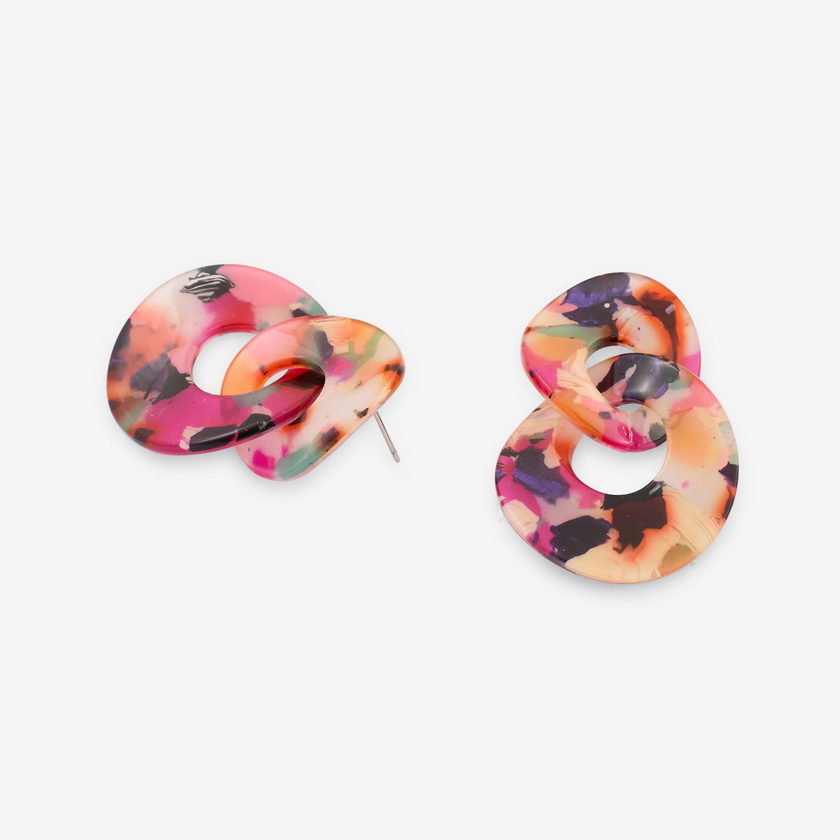 Boucles d'oreilles doubles cercles en résine