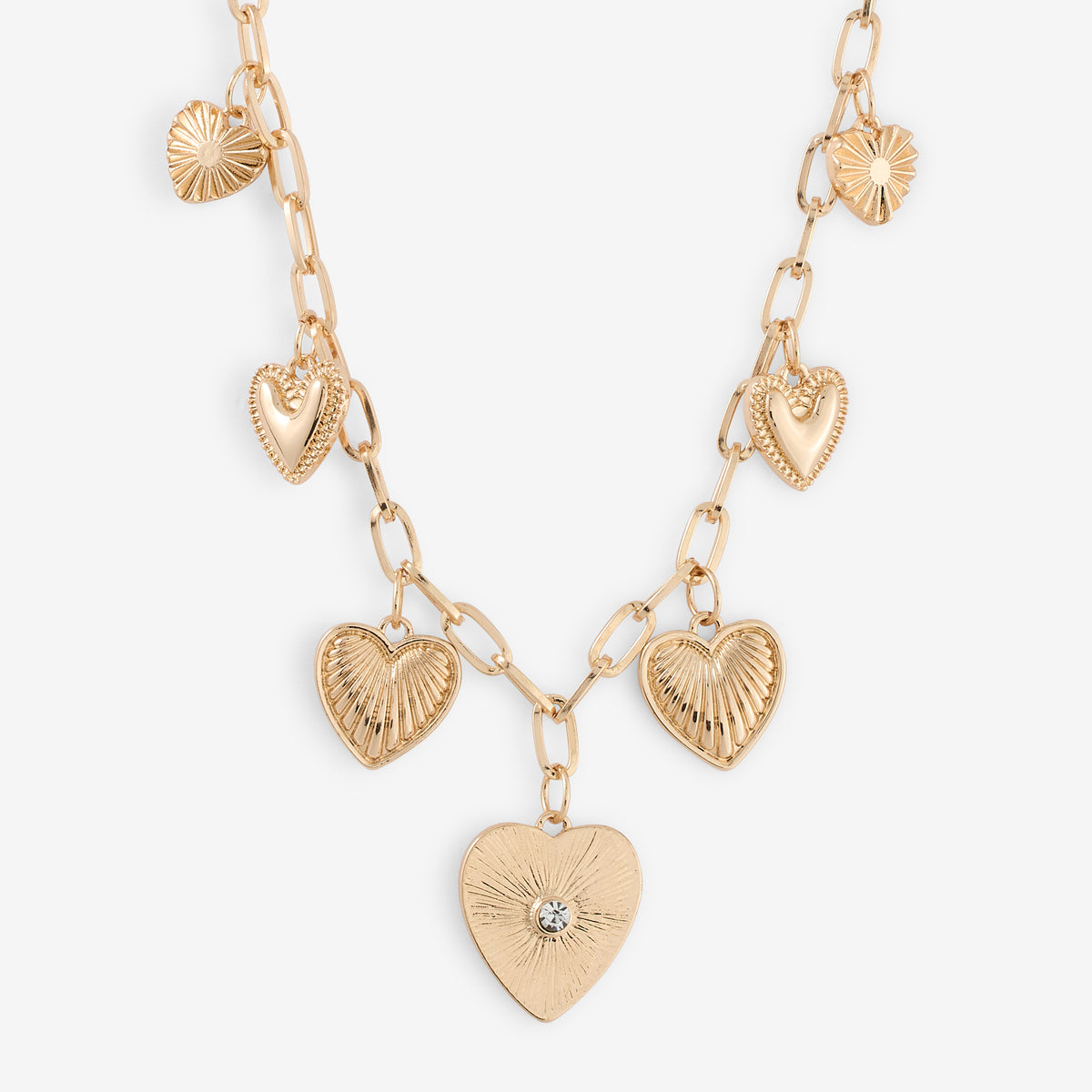 Collier chaine épaisse avec pendentifs cœurs