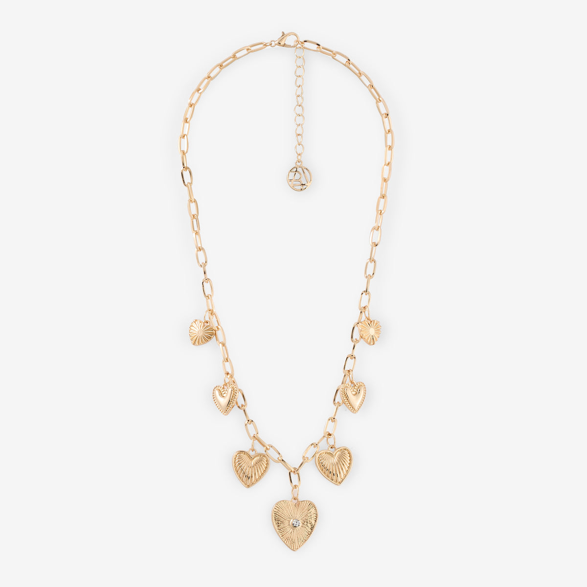 Collier chaine épaisse avec pendentifs cœurs