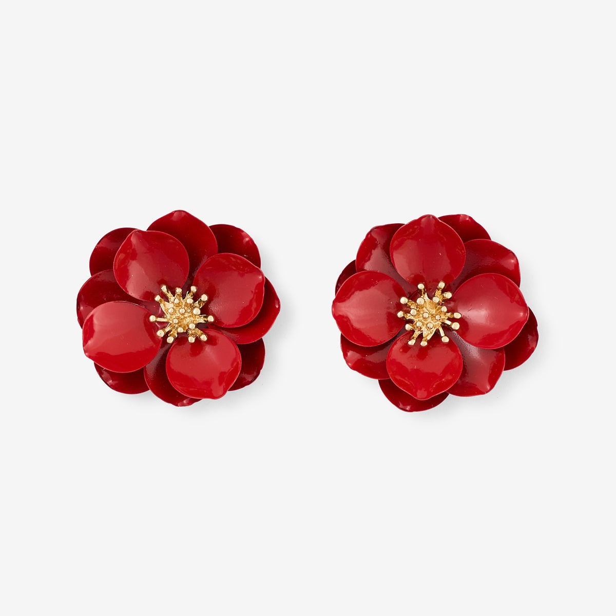 Boucles d'oreilles fleurs rouges