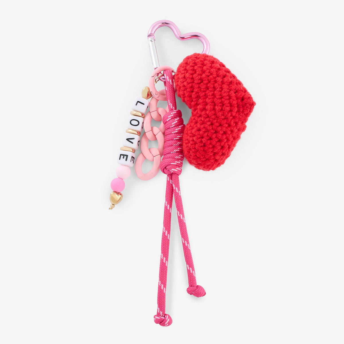 Porte-clés cœur en crochet rouge